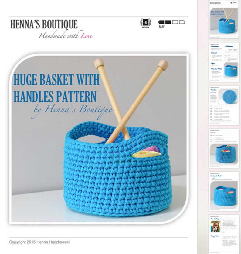 Crochet Basket Pattern Huge Basket with Handles PDF Etsy