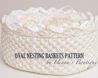Crochet Basket Pattern - Oval Nesting Baskets - PDF