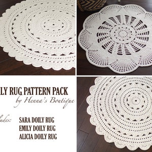 Crochet Doily Rug Pattern Pack - Three doily rugs - PDF