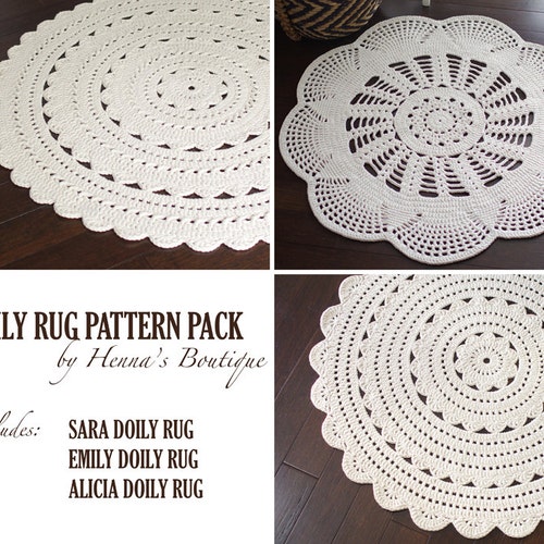 Crochet Doily Rug Pattern Pack Three Doily Rugs PDF - Etsy
