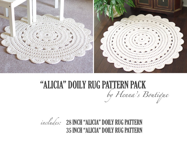 Crochet Doily Rug Pattern Pack ALICIA doily rugs PDF image 1