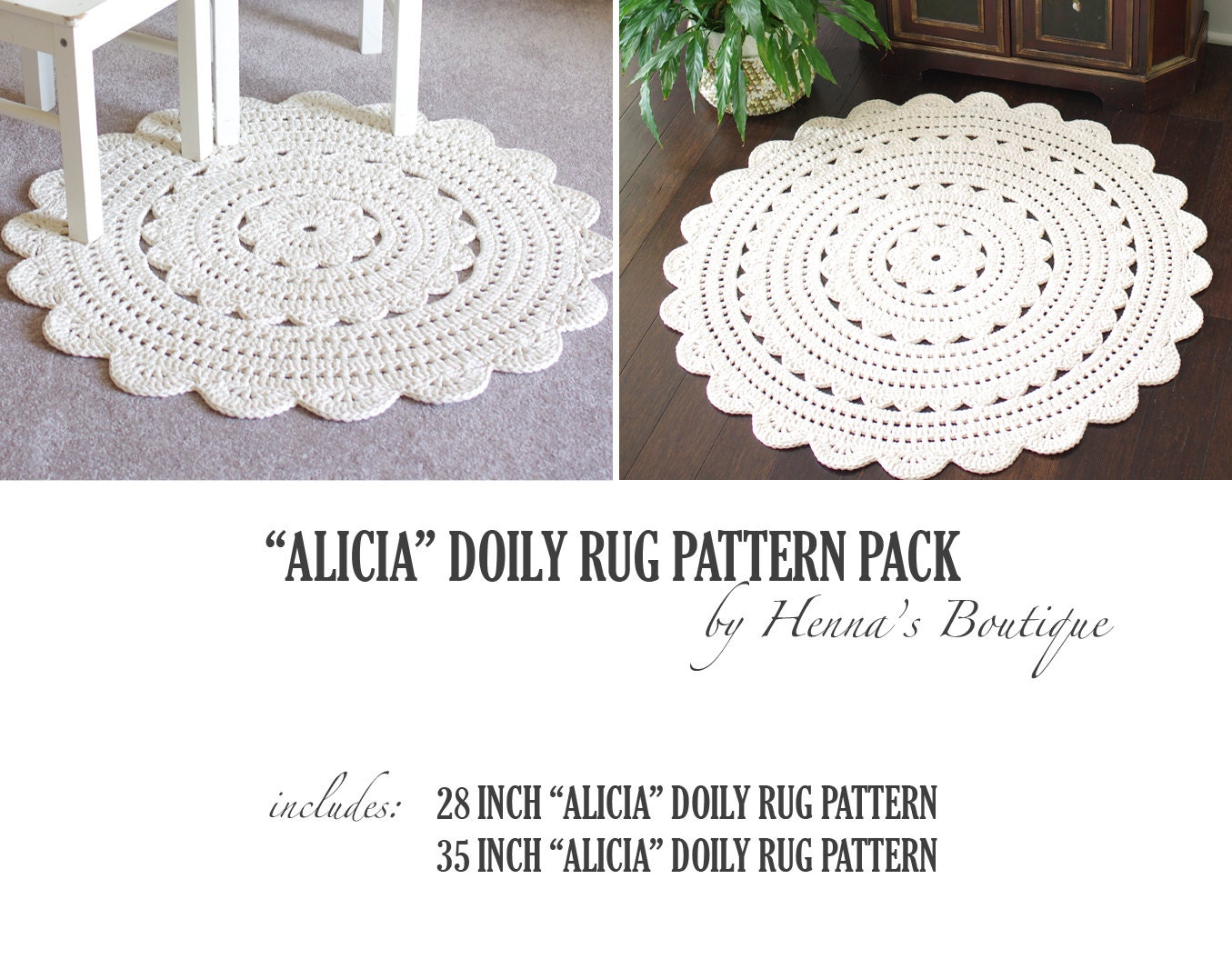 Crochet Doily Rug Pattern Pack ALICIA doily rugs Etsy