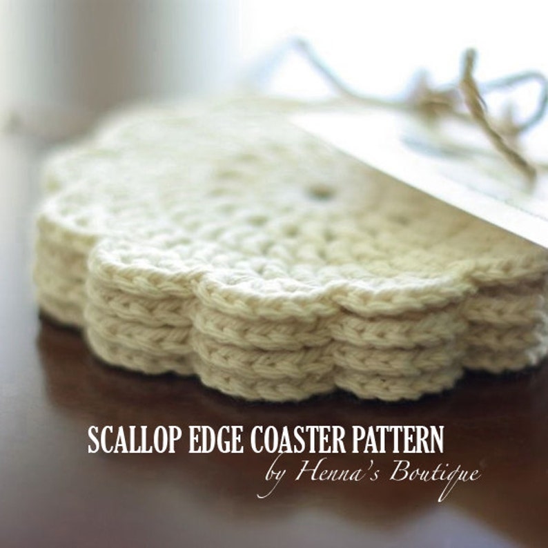 Crochet Coaster Pattern Scallop Edge Coasters PDF image 1