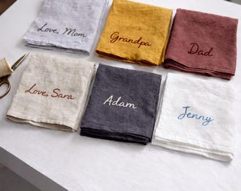 Pañuelo de lino personalizado, regalo de recuerdo de boda bordado a medida