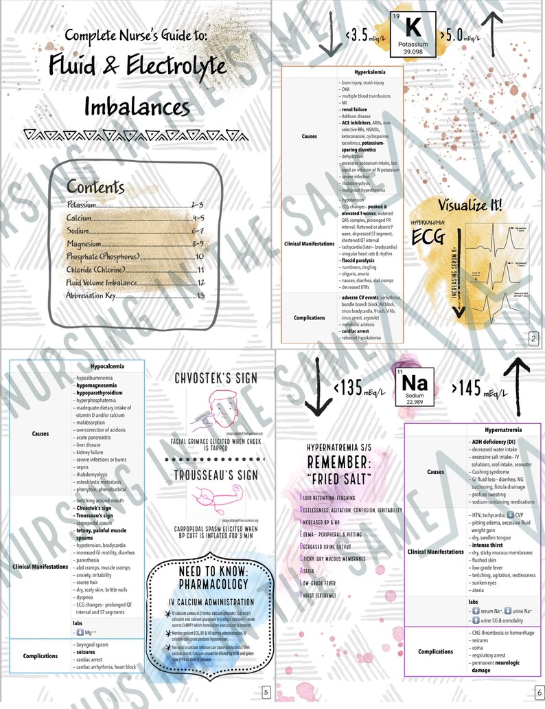 Nurse’s Guide to Fluid &amp; Electrolyte Imbalances - Etsy