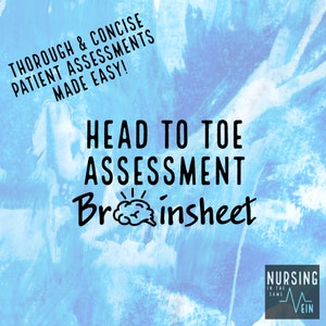 Head to Toe Assessment Nursing Brainsheet