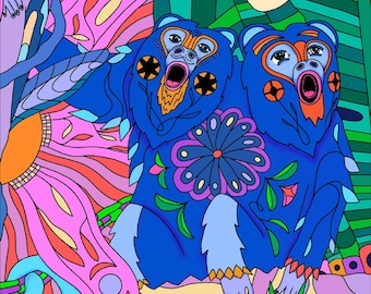 Costa Rica Howler Monkey Jungle Art Print, Limited Edition Signed Fine Art Poster