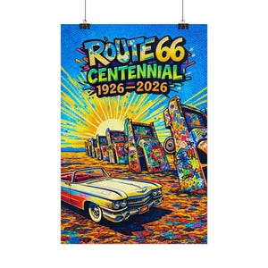 Cadillac Ranch Route 66 Poster | Amarillo Texas Pop Art | Graffiti Reise Wandkunst