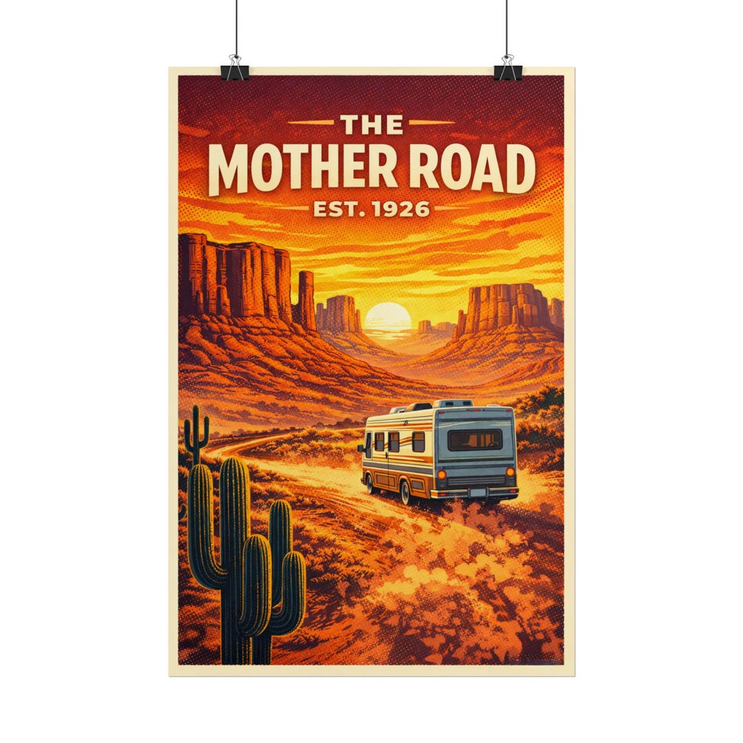 Poster Rv 6 Route 66 Centennial RV Poster | Desert Mesa Landscape Print | Retro ...