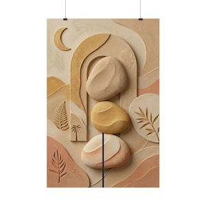 Textured Abstract Stone Wall Art, Modern Organic Relief Print, Minimalist Boho Zen Decor, Neutral Plaster Style, Earth Tone Arch Sculpture