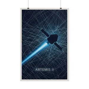 Artemis 2 Mission Abstract Geometry Poster, NASA Orion Spacecraft Silhouette Art Print, Vector Line Orbit Wall Art