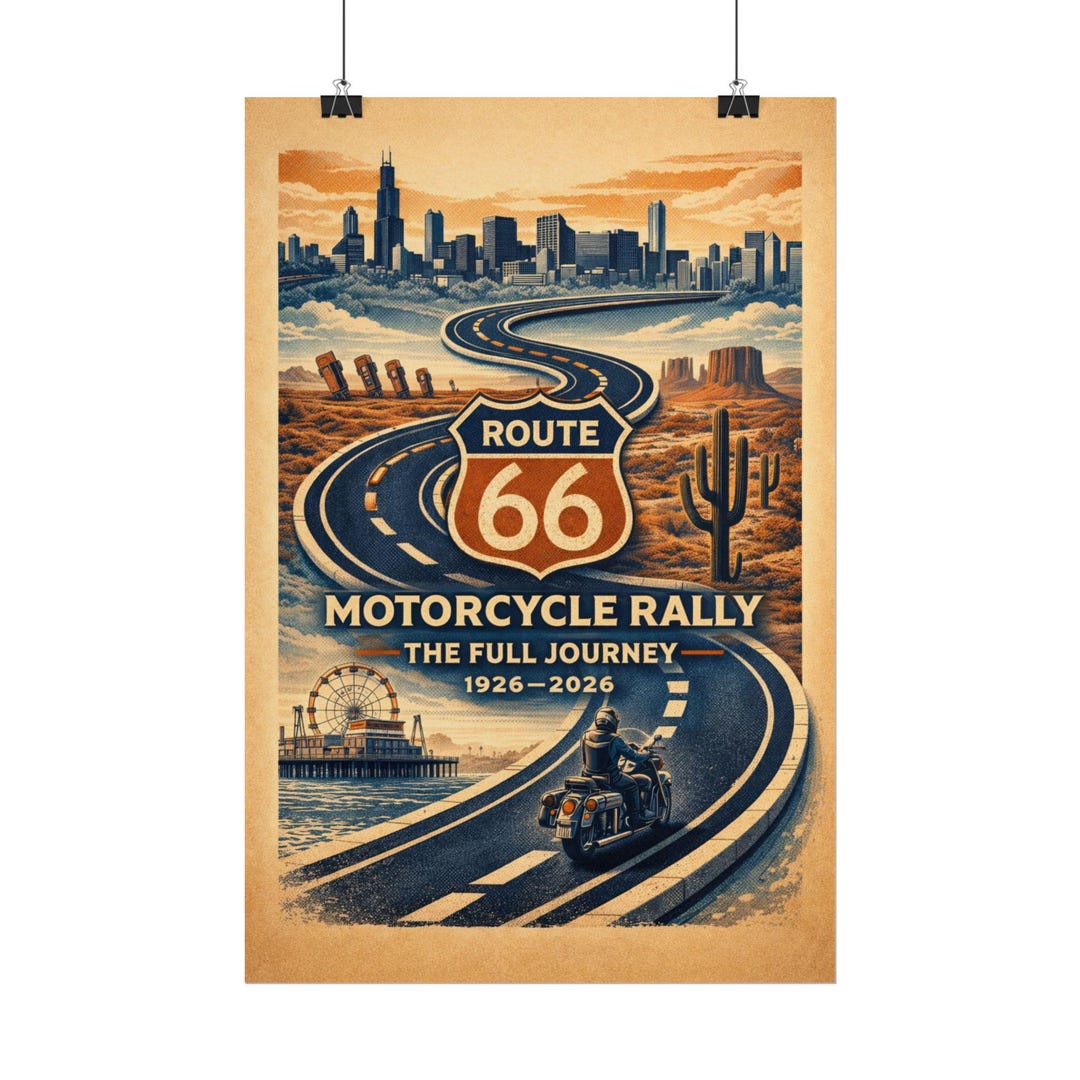 Route 66 Full Journey Poster | Motorcycle Rally Centennial Map Print - Etsy