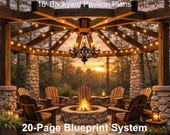 Hearth Pavilion Plans, Octagonal Fire Pit Pavilion Blueprint, Backyard Shelter (Digital Download))