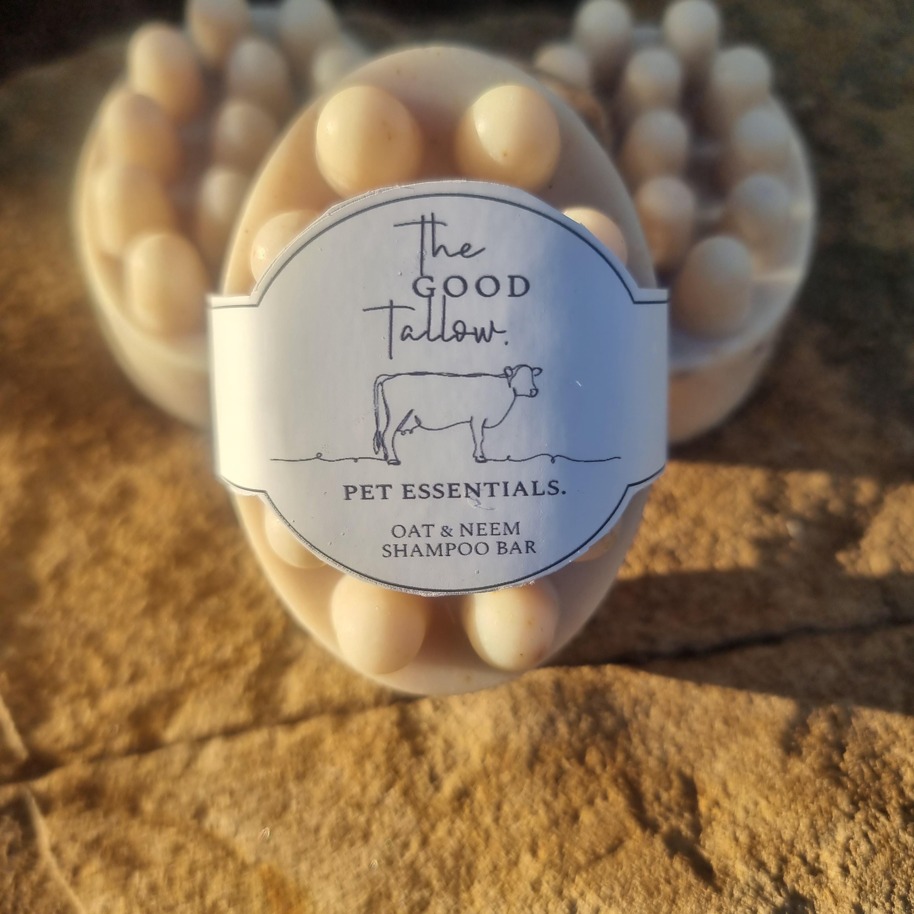 Natural Beef Tallow Dog Shampoo Bar - Oat, Neem & Rosemary