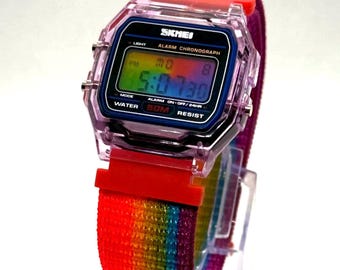 Relógio digital modificado (Rainbow Bright)