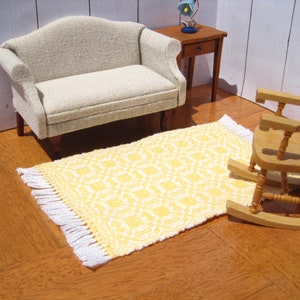 Dollhouse Rug, Miniature Handwoven Area Rug, Miniature Banana Yellow Dollhouse Rug 画像 6