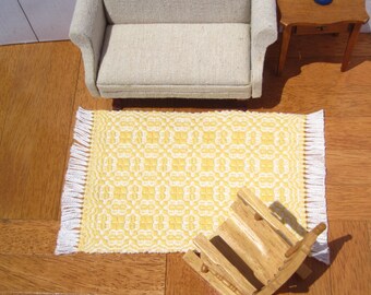 Dollhouse Rug, Miniature Handwoven Area Rug, Miniature Banana Yellow Dollhouse Rug