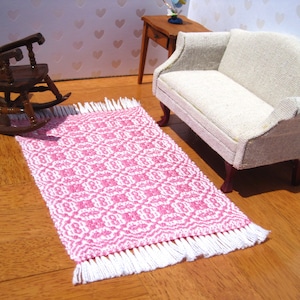 Dollhouse Rug, Miniature Handwoven Area Rug, Miniature Wisteria Dollhouse Rug