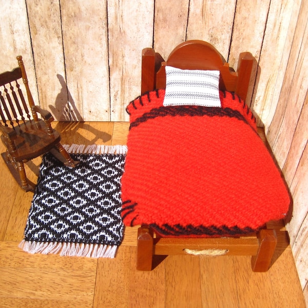 Hudson's Bay Blanket for a 12th Scale Dollhouse, Miniature HBC Point Blanket no. 7