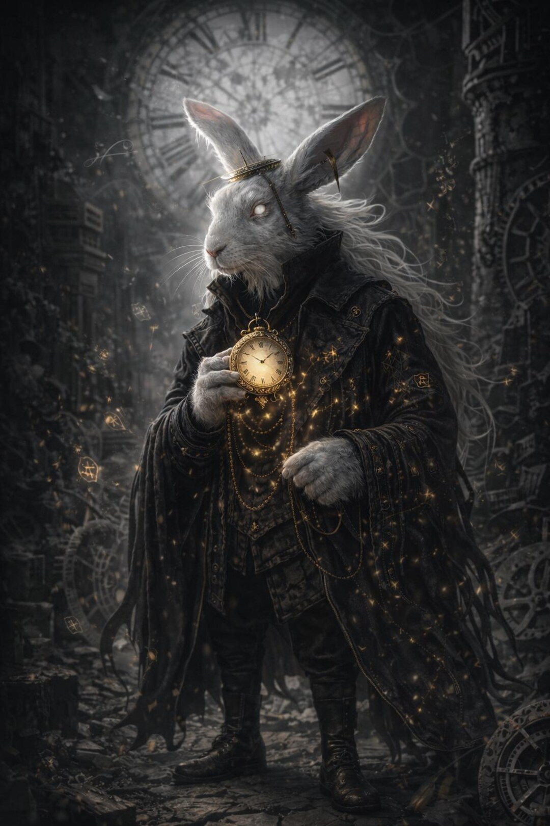 Clockwork Rabbit – Dark Fantasy Steampunk Wall Art - Etsy