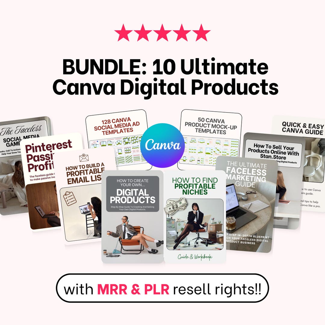 Ultimate Canva Digital Product Bundle (MRR & PLR) With Resell Rights - Etsy