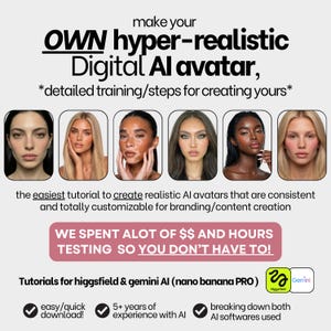 AI Avatar Masterclass, for Branding/Photoshoots/Social Media Platforms (PDF): Higgsfield & Gemini Tutorial