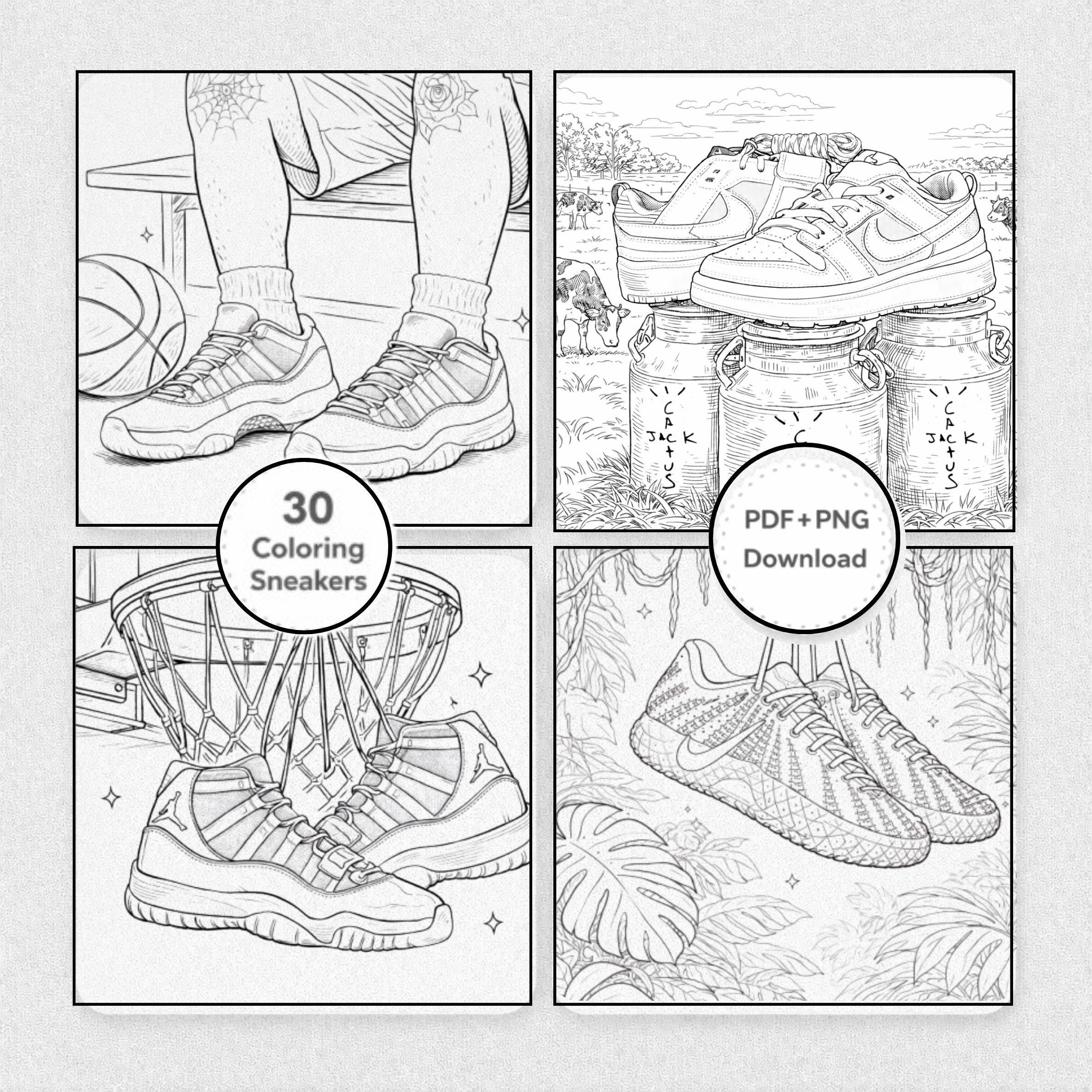 Hype Sneakers Coloring Pages - Etsy