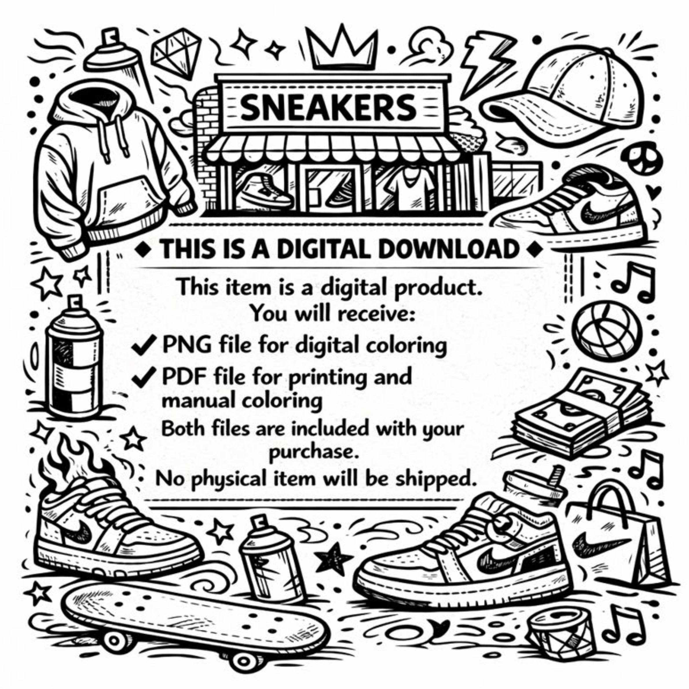 Hype Sneakers Coloring Pages - Etsy
