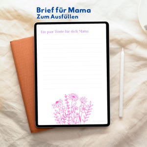 Modèle de lettre pour la fête des mères (PDF) - Écrivez une lettre à votre maman - Cadeau numérique à imprimer - Lettre imprimable pour tablette et impression
