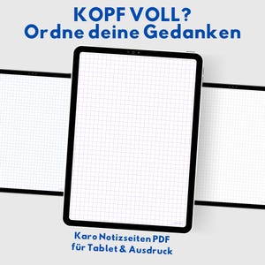 Notizseiten minimalistisch Set, PDF für Tablet & Ausdruck, karierte Notizen, digitale Notizseite, GoodNotes Vorlage