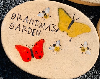 Personalized Bee & Butterfly Garden Stone. Custom Gifts for Gardeners, Nature and Pollinator Lovers