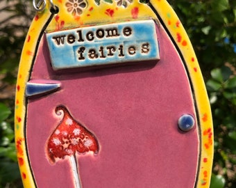 Welcome Fairies Fairy Door for Outside Garden, Stoneware