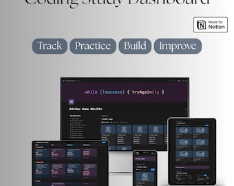 Coding Studie Dashboard | Notion Template für Programmierer (Digitaler Download)