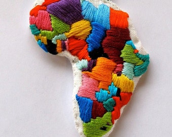 Africa Christmas ornament hand embroidered for Christmas Valentine's Day Black History Month An Astrid Endeavor MADE TO ORDER