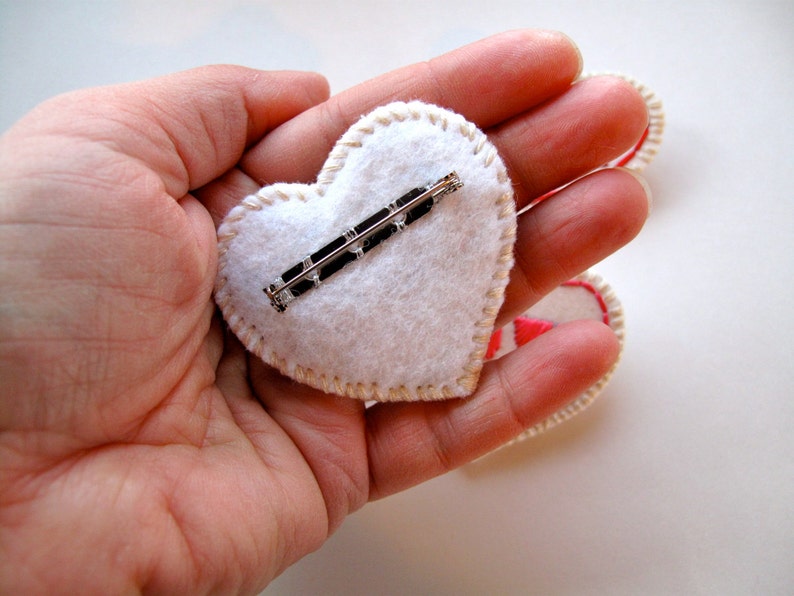 Geometric heart brooch with love for Valentine's Day or wedding favors listing is for ONE brooch image 4