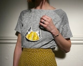 Art deco inspired geometric hand embroidered pendant necklace in beautiful yellow and grays modern jewelry MADE TO ORDER