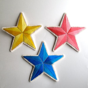 Christmas tree star topper choose color yellow blue or pink holiday ornament