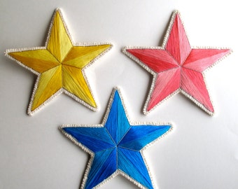 Christmas tree star topper choose color yellow blue or pink holiday ornament