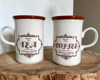 Par de tazas inglesas vintage para café y té / Hechas en Inglaterra Churchill Staffordshire de loza / Tazas de cerámica inglesa / Cocina rústica /