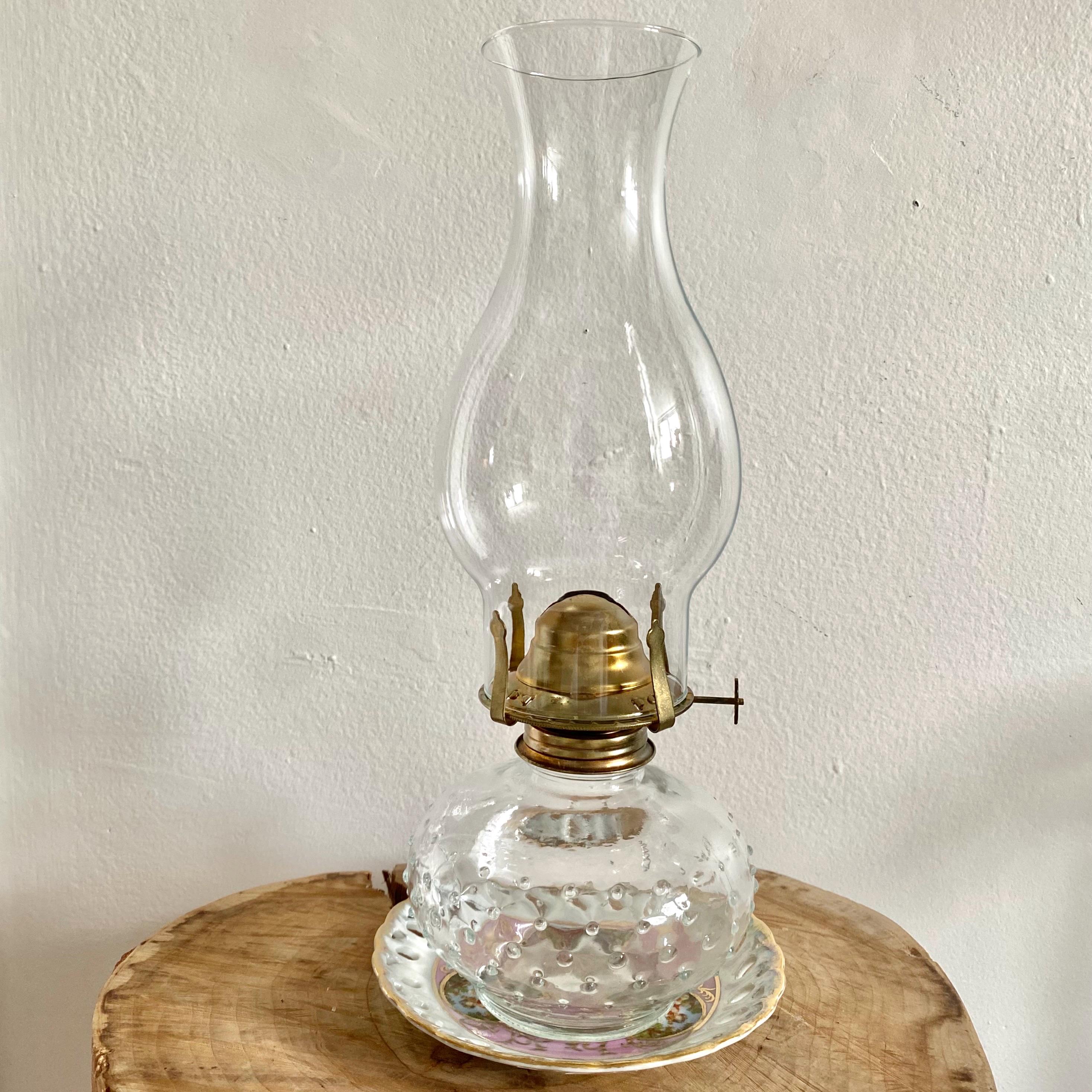 ヴィンテージ【LamplightFarms】オイルランプ 高さ約42.5㎝未使用 Vintage Lamplight Farms Clear Glass Hurricane Oil Lamp With
