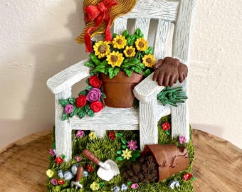 Organizador de llaves vintage de pared con 4 ganchos para silla de jardinería, flores, ganchos de pared para entrada campestre, decoración cottagecore.