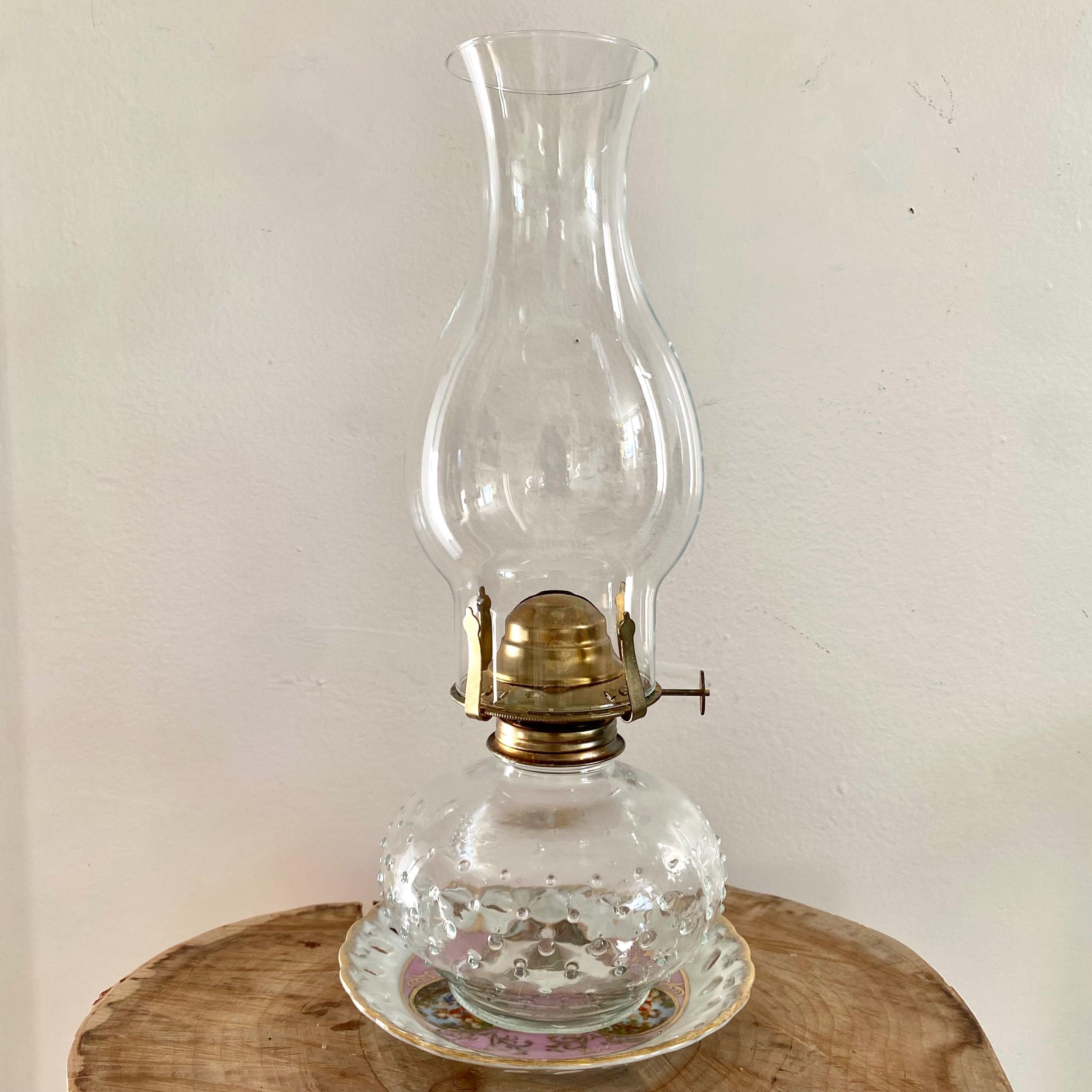 Vintage Lamplight Farms Clear Glass Hurricane Oil Lamp With