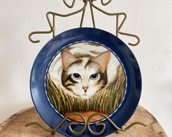 Plato coleccionable vintage con diseño de gato, fabricado en Japón / Plato para exhibición de gatos de 7 3/4'' / Vandor 1986 Lowell Herrero / Regalo para amantes de los gatos /
