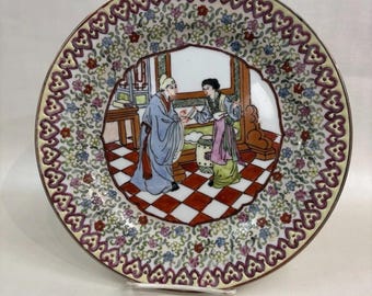Plato de porcelana china antiguo pintado a mano para decoración