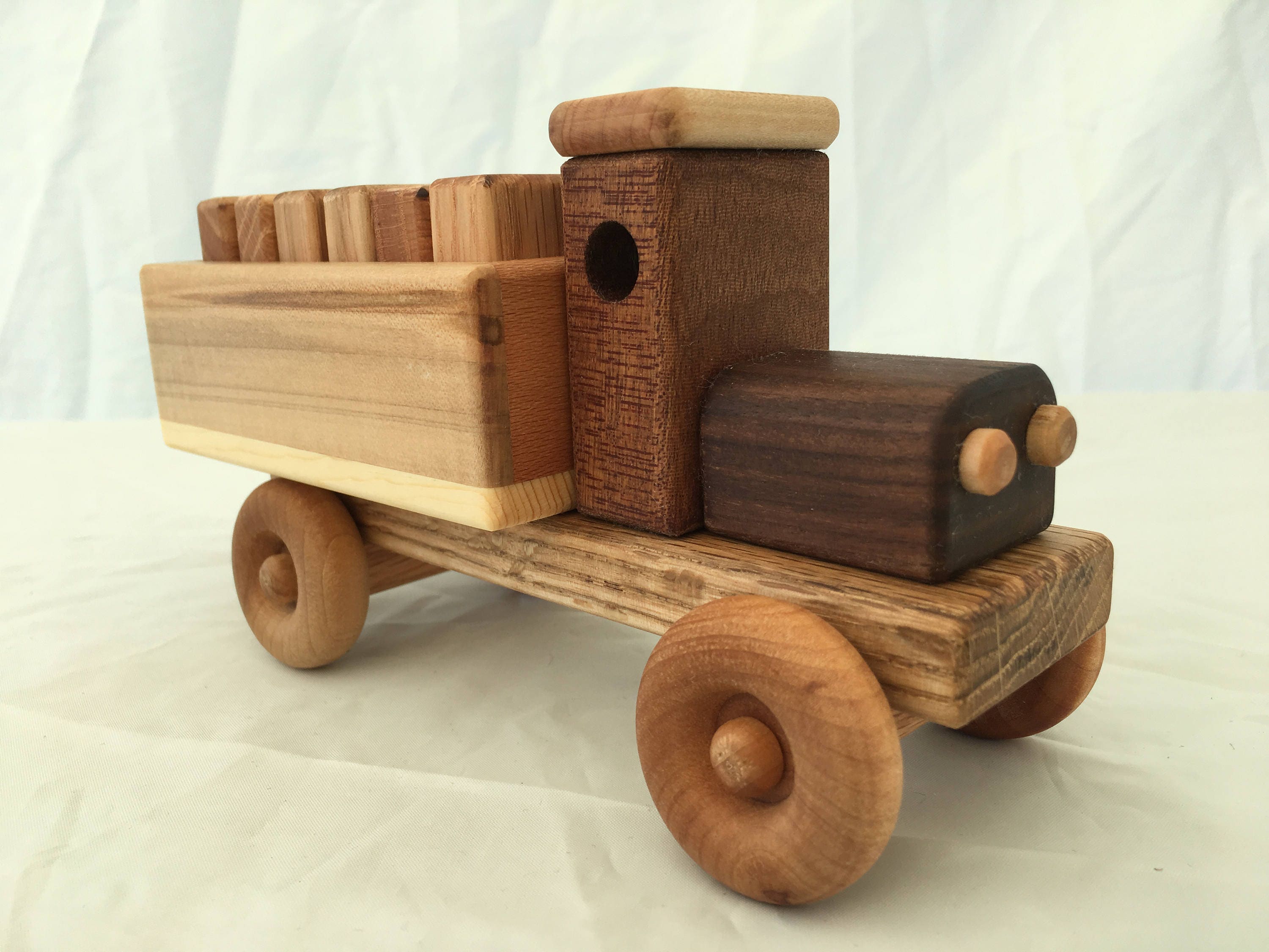 Handmade Wooden Toy Cargo Truck W Plain Blocks 1