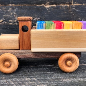 Wooden Toy Truck w/Colored Blocks