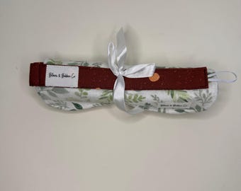 Handmade Pumpkin Patch Burp Cloth & Pacifier Clip Set (Baby Shower Gift)