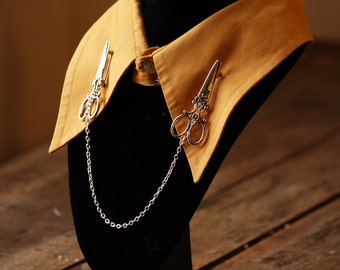 Tesoura broche de colar estilo vintage em prata ou bronze antigo