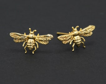 Gold color insect bee beetle ear studs