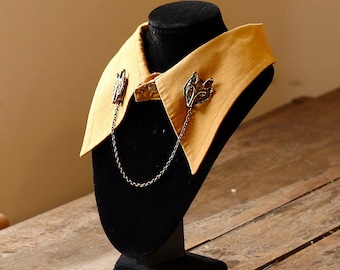 Broche de colarinho estilo vintage lobo em bronze antigo ou ouro
